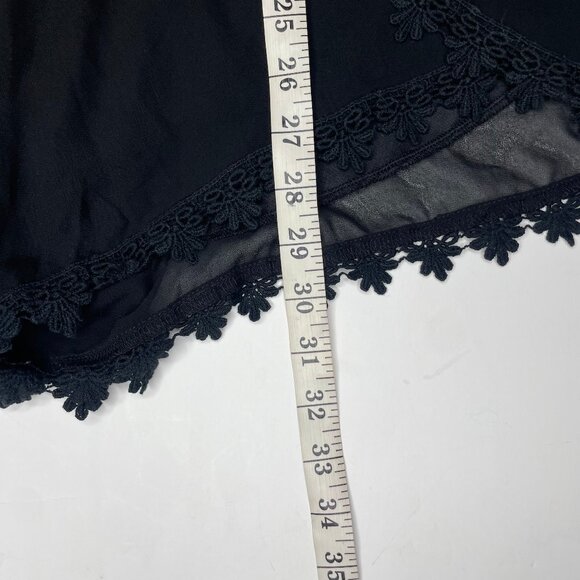 Astr Black Sheer Long Sleeve Floral Crochet Pleated Shorts Romper Boho Sz Med - Picture 10 of 13